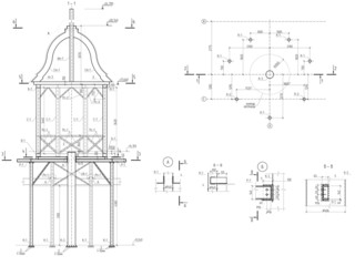 Belvedere, drawing columns, arbours plan