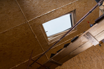 Sky Light in Ceiling of Unfinished Home