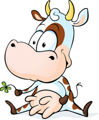 cute cow sitting isolated on white background - vector