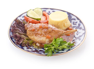Roasted duck leg with red cabbage
