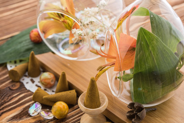 spa stuff on wooden background