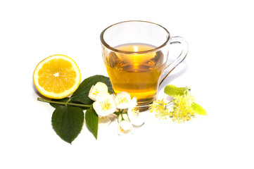 lime tea nearby lemon and flower