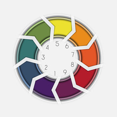 illustration template with text areas and nine arrows