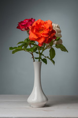 shrub roses in vase