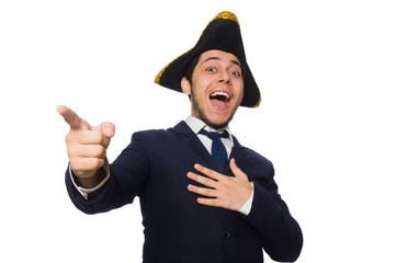 Young captain isolated on white