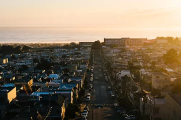 Foto op Canvas Sunset over the Sunset District from Hawk Hill Park, in San Fran © jonbilous