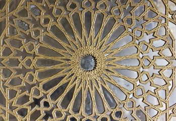 Gold Rose Window detail in Sammezzano Castle in Italy