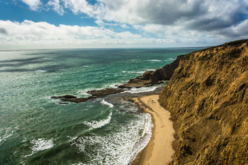 View of the Pacific Ocean from a cliff in Davenport, California.