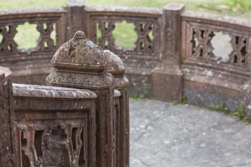 Close up of the balustrade outside Sammezzano Castle in Italy