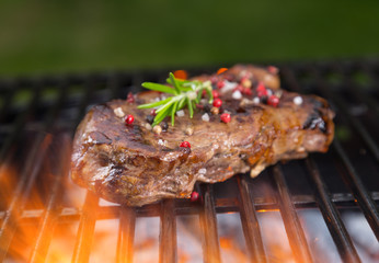Beef steak on grill