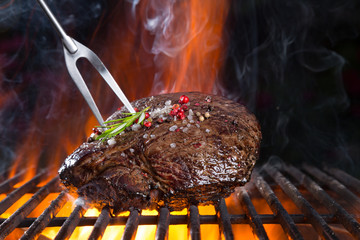 Beef steak on grill