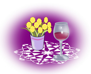 Wineglass and Flowers
