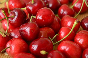 Red ripe cherries