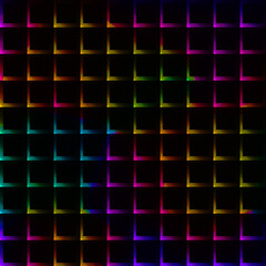 Neon rainbow bright color grid with thorns - seamless background