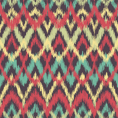 Vector seamless ikat ethnic pattern
