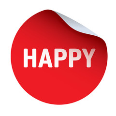 Red vector sticker text HAPPY