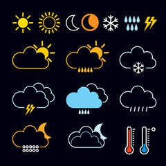 Set of Color Vector Weather Icons
