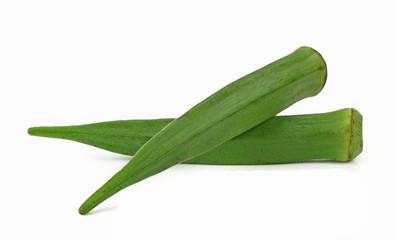 fresh okra isolated on a white background