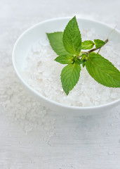 Spa, Scented Sea salt and mint, Selective focus