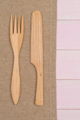 Kitchenware on beige towel