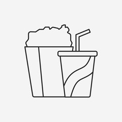theater drinks and popcorn line icon