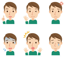 男性　表情ポーズ　セット