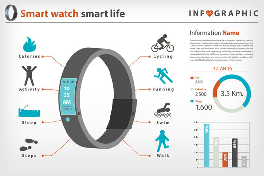 smart watch infographic vector eps10
