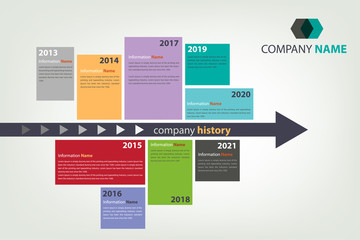 timeline & milestone company history infographic in vector style