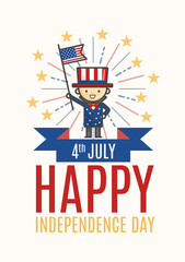 Fourth of July Happy Independence day greeting card, poster or f
