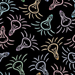 color bulbs, sketch, seamless pattern