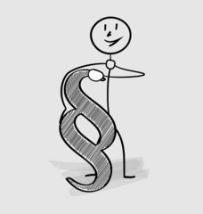 man holding the paragraph symbol