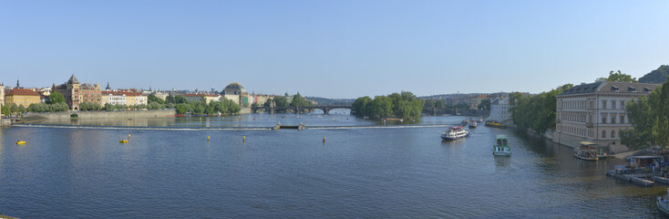 Fototapeta na wymiar Vltava river from Charles bridge