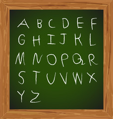 Chalk hand drawing alphabet design, vector illustration.