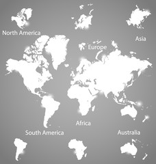 Fototapeta na wymiar Modern globes and world map, vector illustration.