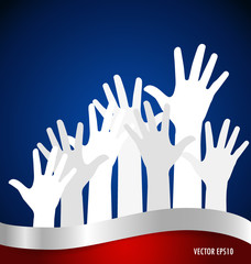 Raised hands. Vector illustration.