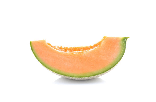  cantaloupe melon sliced isolated  on white background