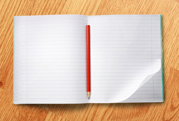 Notebook with pencil