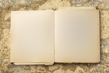 Old blank notebook open