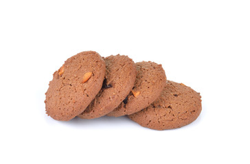Chocolate chip cookie on white