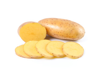 Sliced potatoes on white background