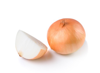 Ripe onion on a white background