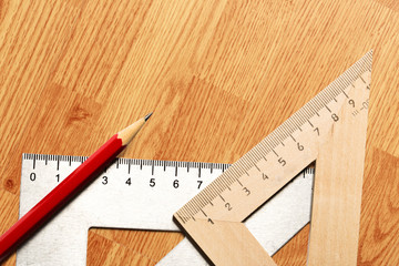 Drafting tools on white background