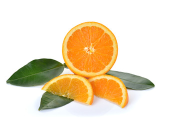 Fresh  orange  on white  background