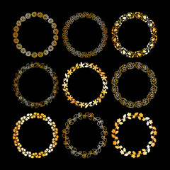 Hand-drawn golden wreaths