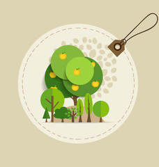 Nature banner, Eco organic labels and cards with Abstract trees.