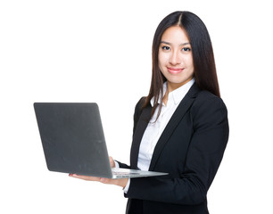 Businesswoman use of notebook computer