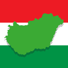 map of Hungary on the background of the national flag