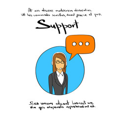 Woman Support Chat Logo Hand Draw Color Icon 