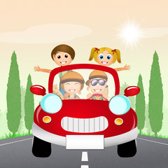Obraz na płótnie Canvas family traveling on car