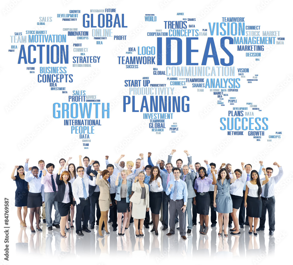 Poster global business people celebration success ideas concept